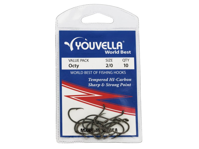 YOUVELLA Octy Hook 2/0 - 10 Pack - Size #2 Fishing Hooks Carousel 1