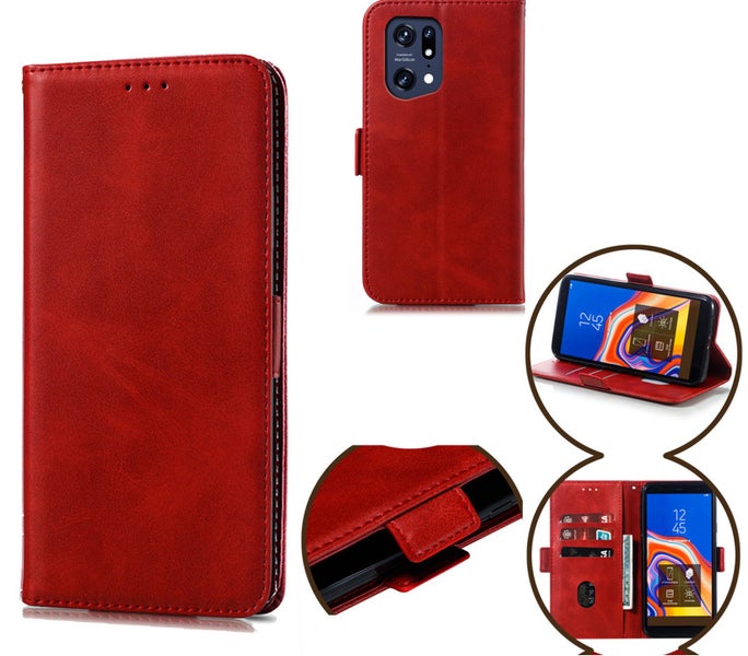 Oppo find x5 5g wallet case card slot kickstand side magnet buckle win Carousel 1