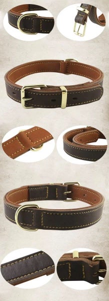 Genuine Leather Dog Double Layer Collar | TOUCHANDCATCH NZ Carousel 5