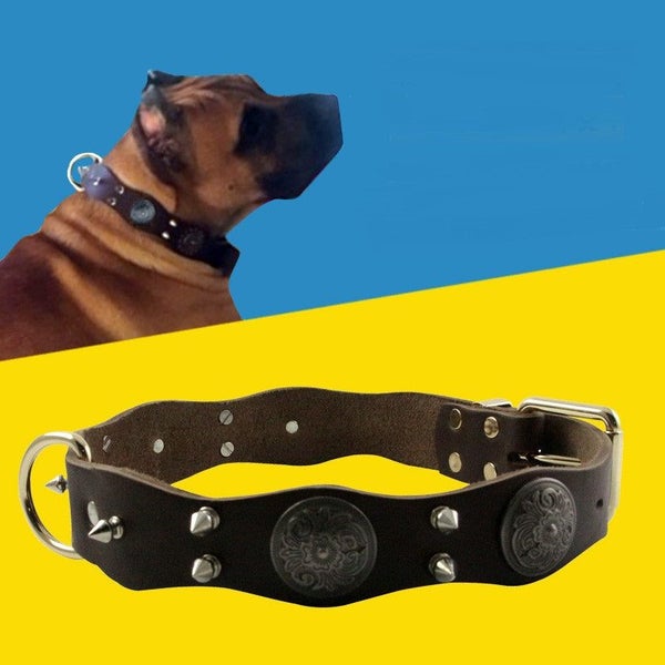 Genuine Leather Dog Collar Vintage Style | TOUCHANDCATCH NZ Carousel 1
