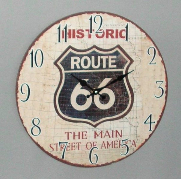 Wall Clock Wooden - Route 66 - 34cm Carousel 1