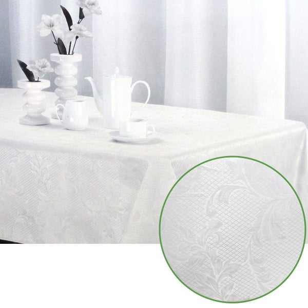 Leaves Off White Luxury Jacquard Tablecloth 145 x 225 cm Carousel 1