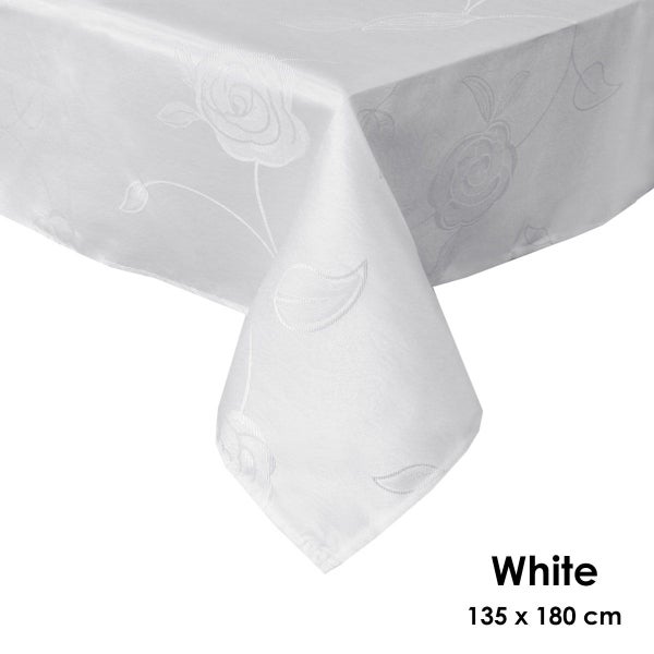 Floral Jacquard Pattern Tablecloth Rosa White Carousel 2