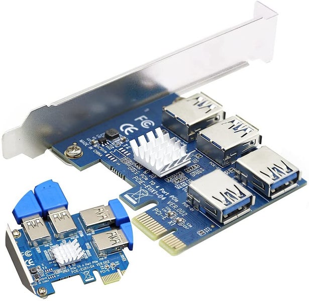 Model B PCI Express Multiplier Riser Card, PCIe 1 to 4 Riser Splitter Adapter Carousel 1