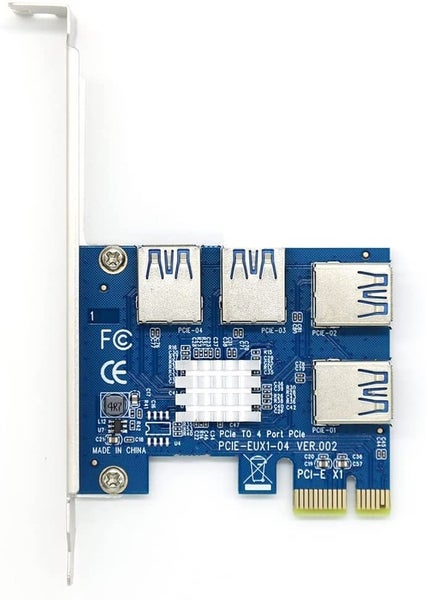 Model B PCI Express Multiplier Riser Card, PCIe 1 to 4 Riser Splitter Adapter Carousel 6