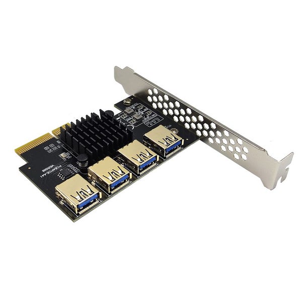 Model D PCI Express Multiplier Riser Card, PCIe 1 to 4 Riser Splitter Adapter Carousel 1