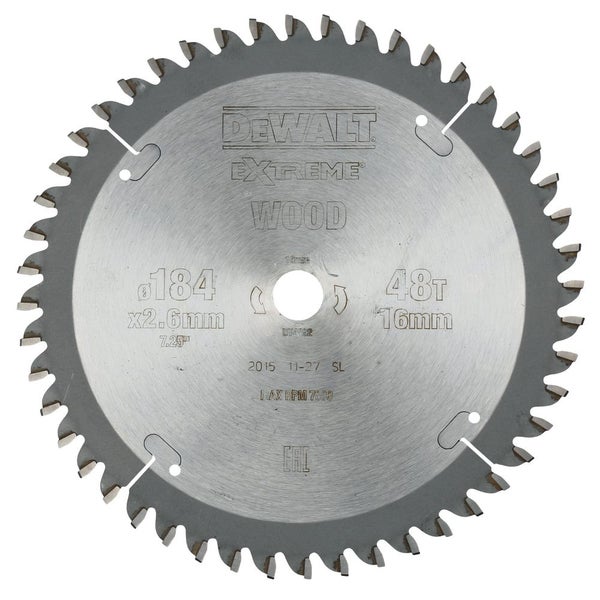DeWalt Saw Blade Extreme Workshop 184mm X 16 X 48T Wood DT4092-QZ Carousel 1