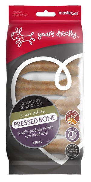 Yours Droolly Dog Treat Pressed Bone Sweet Potato 6pk Carousel 1