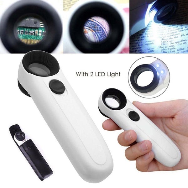 40X Magnifying Magnifier Glass Jeweler Jewelry Loupe Loop with 2 LED Light Carousel 1