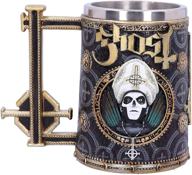 Nemesis Now B4857P9 Licensed Ghost Papa Emeritus III Meliora Gold Tankard, Resin Carousel 4