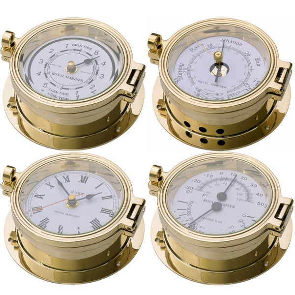 Royal Mariner® 140mm Tide clock, Ships clock + Barometer + Thermo /Hygro Carousel 1