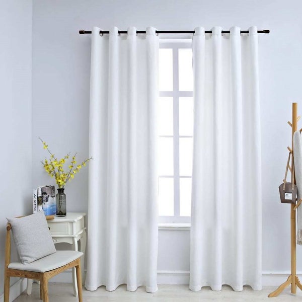vidaXL Blackout Curtains with Metal Rings 2 pcs Off White 140x245 cm Carousel 1