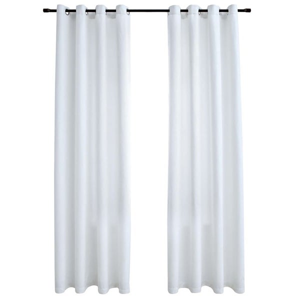 vidaXL Blackout Curtains with Metal Rings 2 pcs Off White 140x245 cm Carousel 2