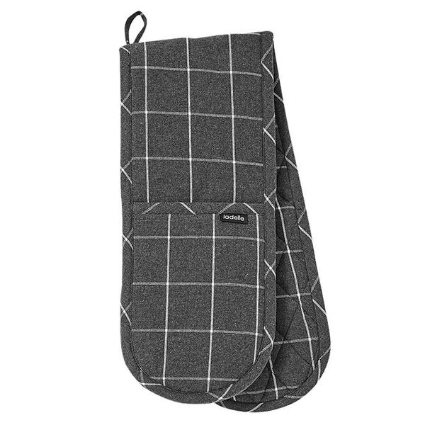 Ladelle Eco Check Recycled Charcoal Double Oven Mitts Set Carousel 1