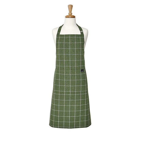 Ladelle Kitchen Cooking Eco Check Recycled Green Apron Adult Carousel 1