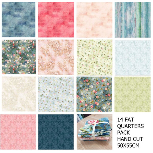 Patchwork Quilting Sewing Fabric Daniella Fat Quarter 14 Pack Carousel 2