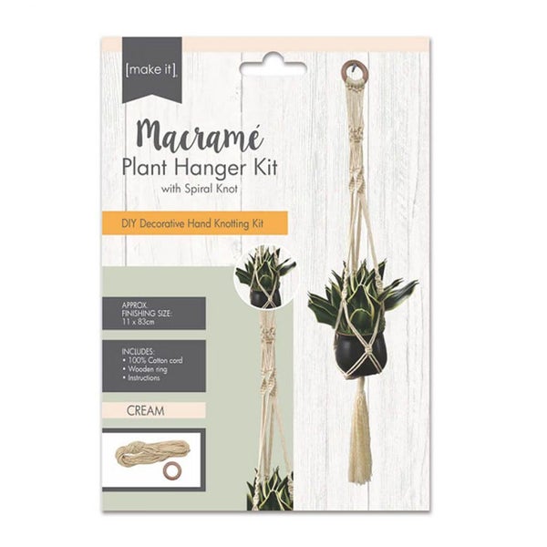 Make It Creative Macrame Kit Plant Hanger Kit Cream Spiral Knot Carousel 1
