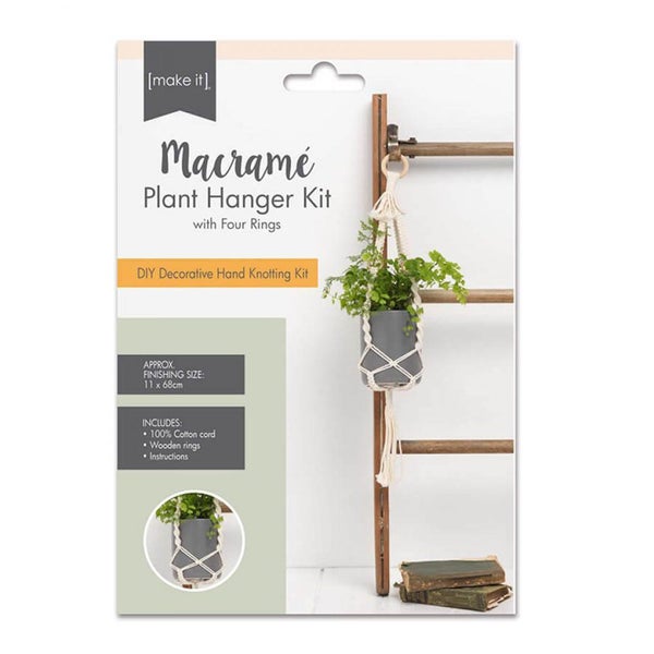 Make It Creative Macrame Kit Plant Hanger Kit Cream Four Rings Carousel 1