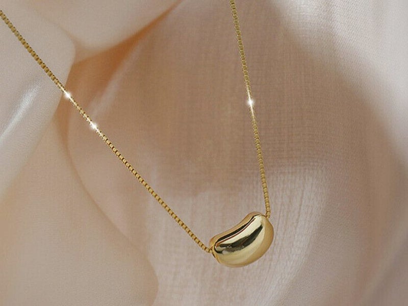 Stainless Steel Necklace Cute Bean Charm Necklace Chain 18KGP Gold Carousel 3