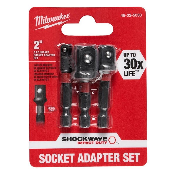 Milwaukee 48325033 3PCS Power Drill Bit Extensions Shockwave Socket Adapter Set Carousel 1