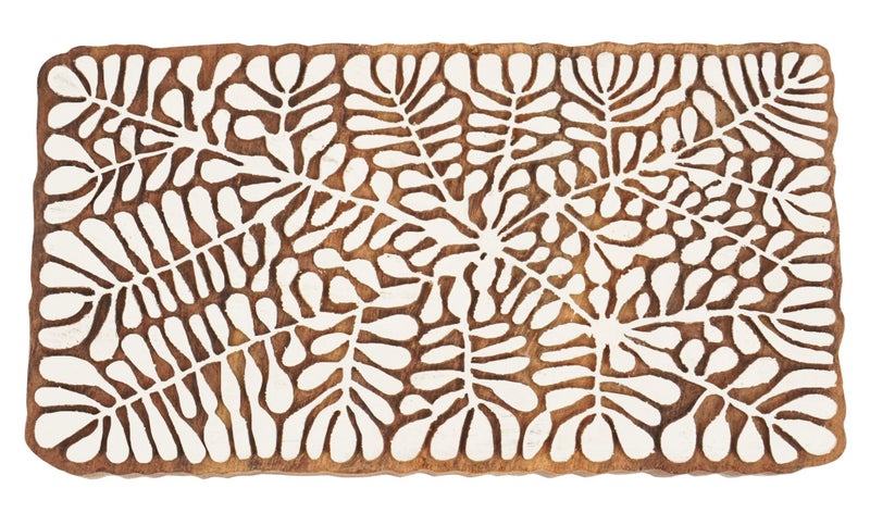 IBA Indianbeautifulart Textile Printing Block Tropical Leaf Fern Hand Carved Carousel 1