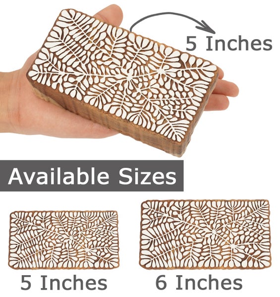 IBA Indianbeautifulart Textile Printing Block Tropical Leaf Fern Hand Carved Carousel 2