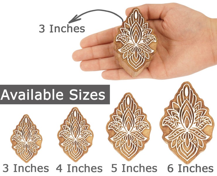 IBA Indianbeautifulart Textile Printing Block Lotus Hand Carved Wooden Stamp Carousel 2
