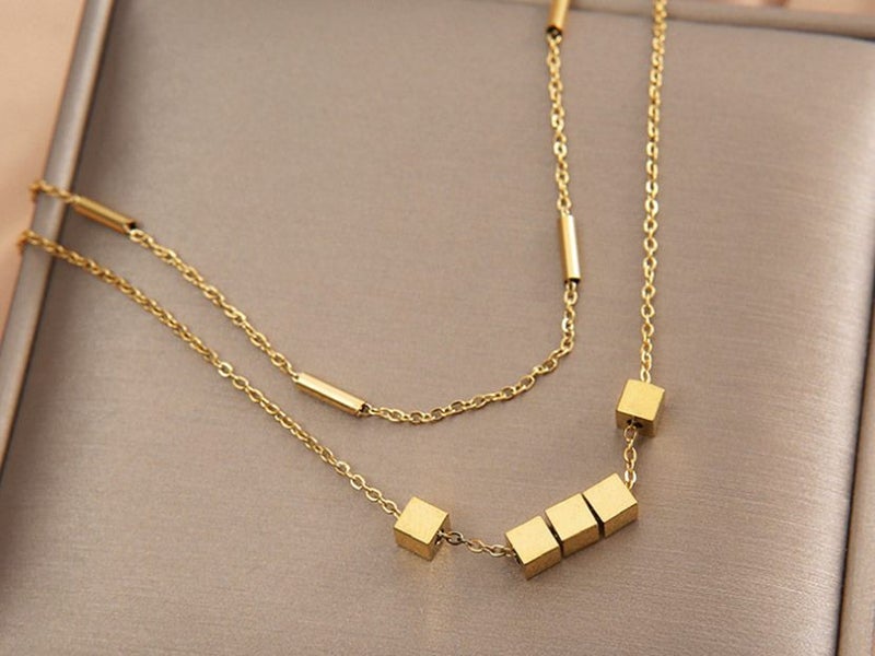 Stainless Steel Cube Bracelet Woman Bracelet Chain 18K Gold Plated Carousel 1
