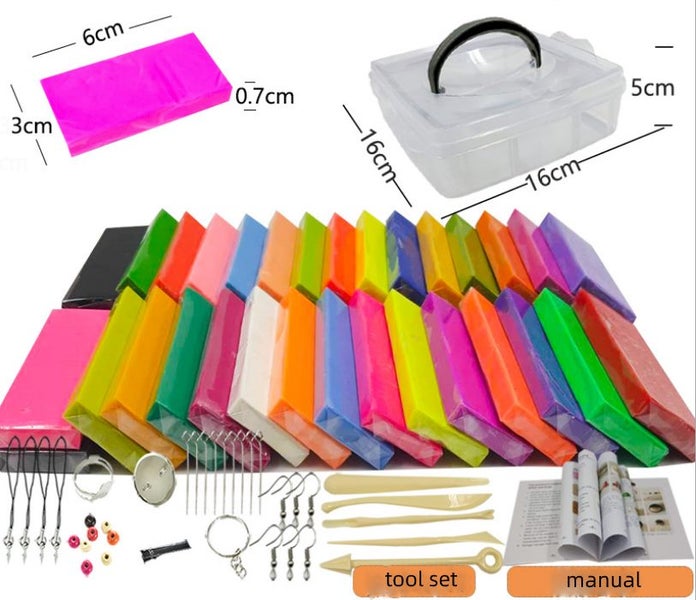 32 Colors Non-Toxic Soft DIY Craft Modelling Clay & Kit Oven Bake Clay Carousel 1
