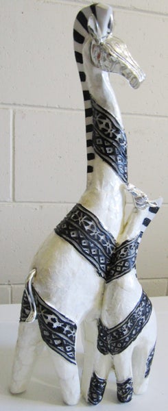 Abstract Zebra mother and baby, in black and white Carousel 1