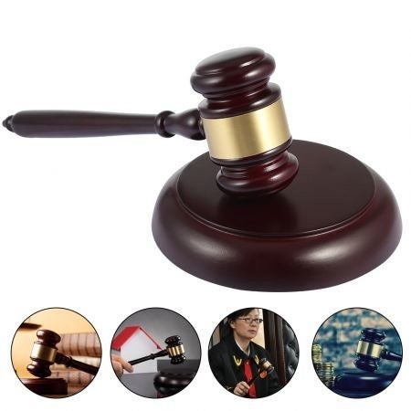 Wooden Handcrafted Wood Gavel Hammer Sound Block Set Carousel 4