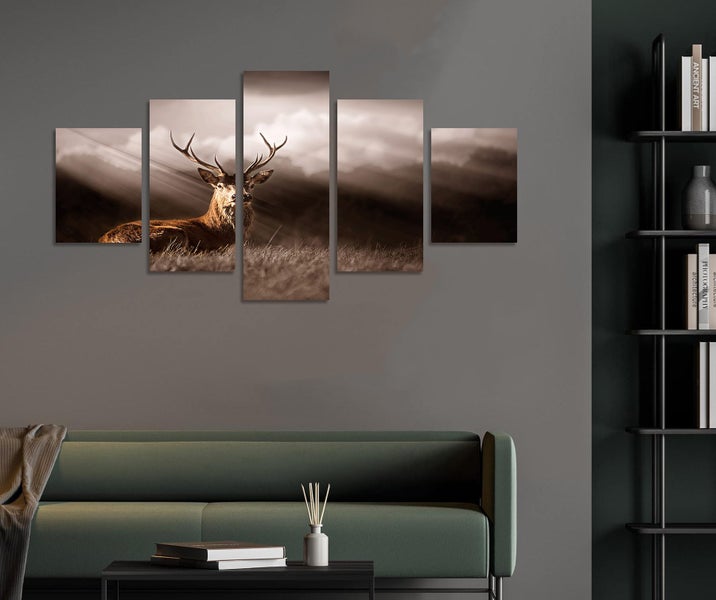 ON SALE FREE SHIPPING: Large 5 Piece Canvas Print - Stag in the sunlight Carousel 4