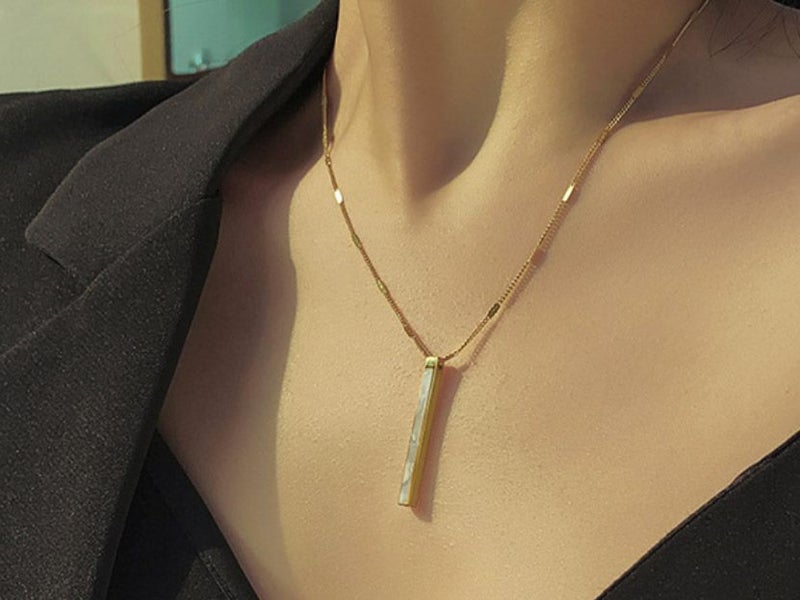 Stainless Steel Necklace With Shell Pendant 18KGP Rose Gold Carousel 2