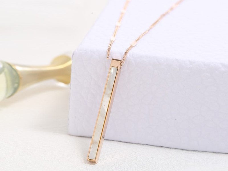 Stainless Steel Necklace With Shell Pendant 18KGP Rose Gold Carousel 1