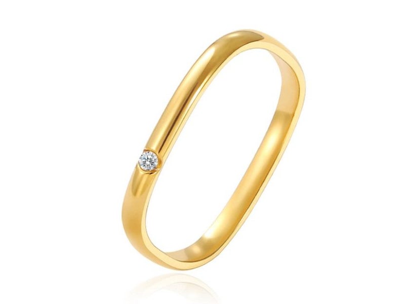 316L Stainless Steel Ring Band 18KGP Gold Size 8 Carousel 1