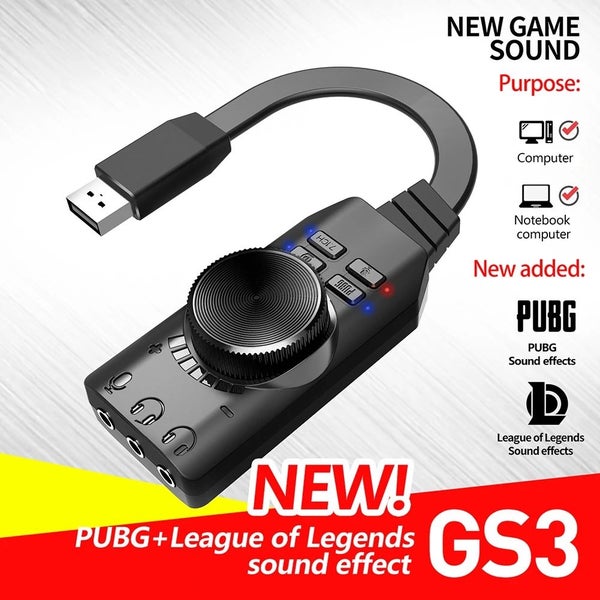 GS3 7.1 Channel Sound Card Adapter External USB for Legends PC Computer Carousel 1
