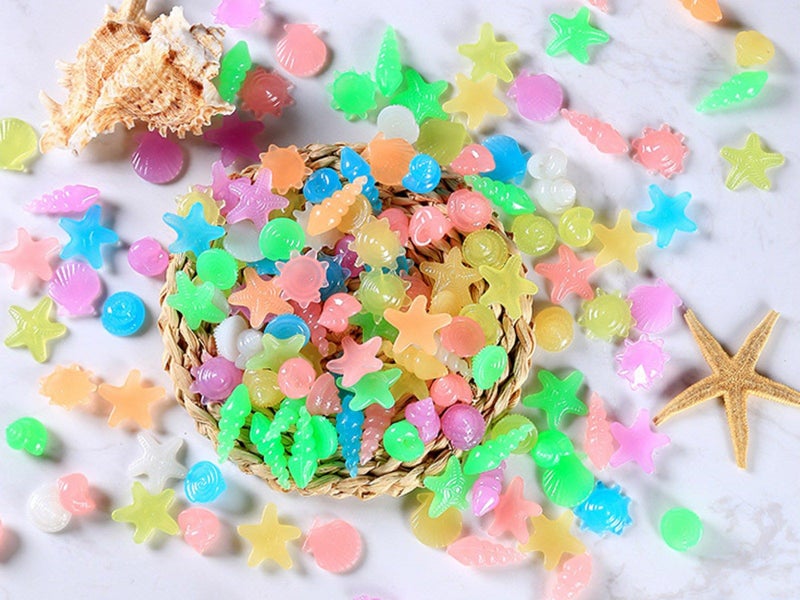 200Pcs Luminous Glowing Pebbles Stones Glow in the Dark Pebbles Fish Tank Decor Carousel 2