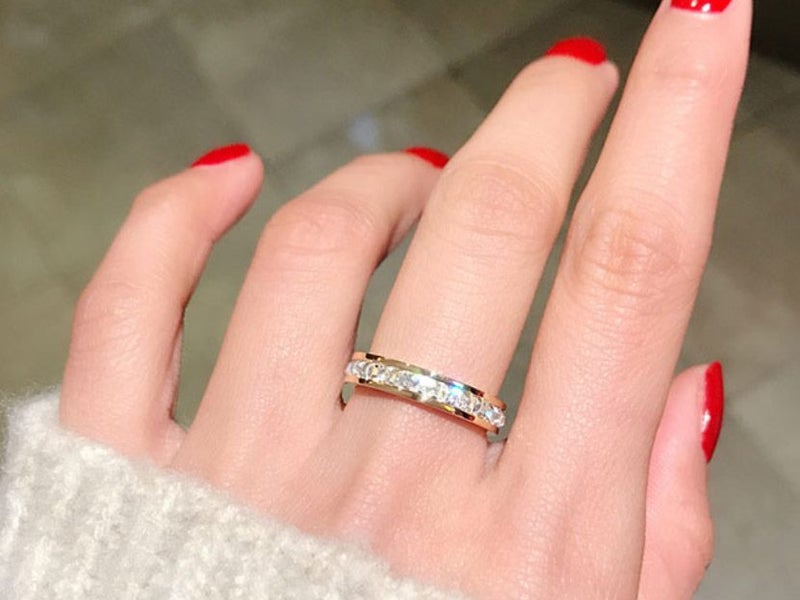 Wedding Ring Band In 316L Stainless Steel Rose Gold Plated S8 Carousel 1