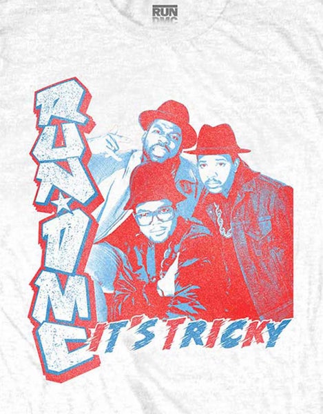 Run DMC T Shirt Its Tricky Band Logo new Official Mens White Carousel 3
