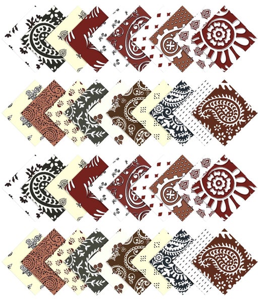 Soimoi Precut 10-inch Asian Block Prints Cotton Fabric Bundle Quilting Squares Carousel 1