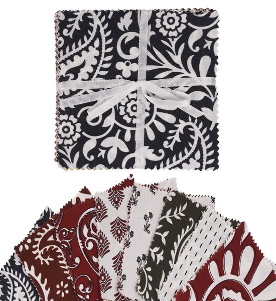 Soimoi Precut 10-inch Asian Block Prints Cotton Fabric Bundle Quilting Squares Carousel 2