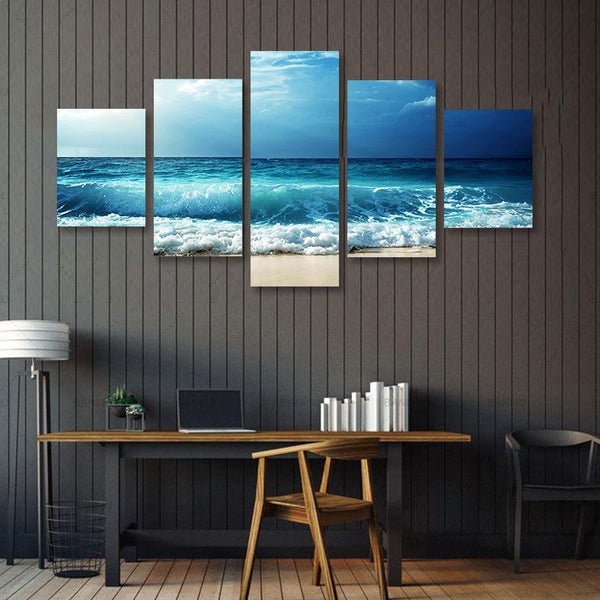 ON SALE FREE SHIPPING - Large 5 Piece Canvas Art Print - Wave62990728256130113