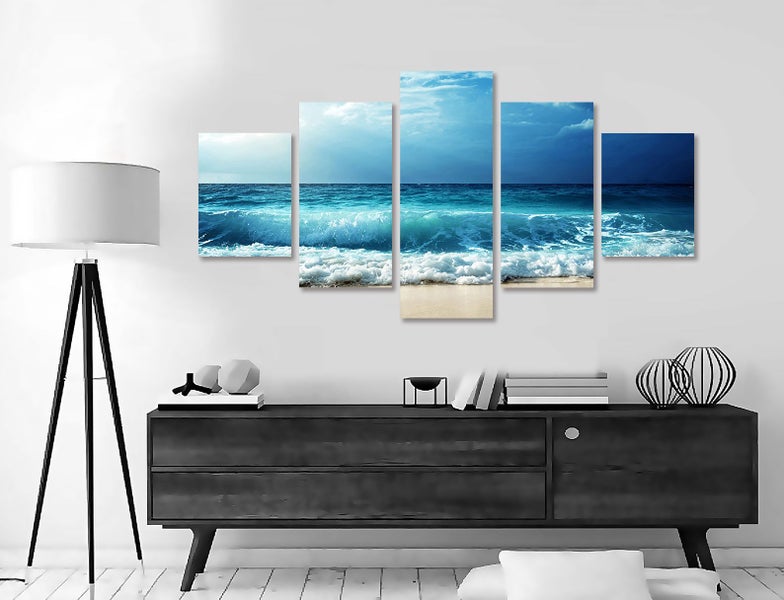 ON SALE FREE SHIPPING - Large 5 Piece Canvas Art Print - Wave62990728256130114