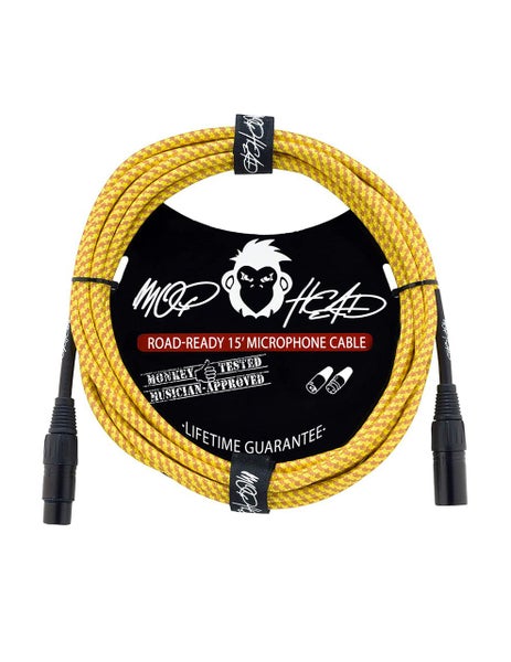 Mophead 15 Foot 4.5m XLR Extension Braided Cable Yellow Brown Carousel 1