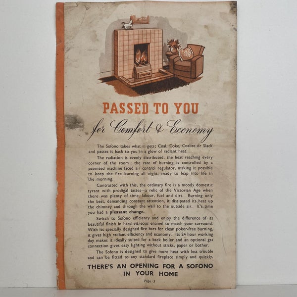 OLD INSTRUCTION MANUAL: for Sofono Fire / Grangemouth Iron Co circa 1950s Carousel 3