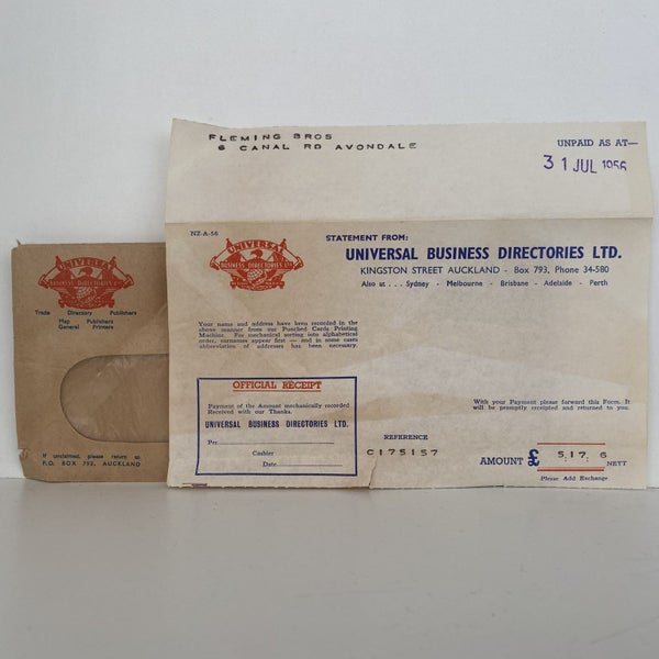 OLD INVOICE / RECEIPT: from Universal Business Directories 1956 Carousel 1