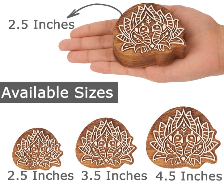 IBA Indianbeautifulart Textile Printing Block Lotus Hand Carved Wooden Stamp Carousel 2