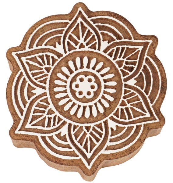 IBA Indianbeautifulart Textile Printing Block Mandala Hand Carved Wooden Stamp Carousel 1