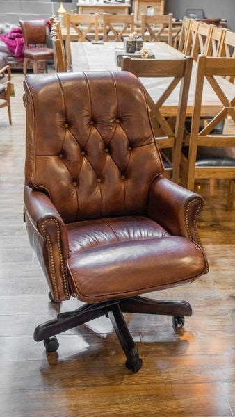 Urbano Interiors- Banker's Vintage Leather Height Adjustable Study Chair-Layby! Carousel 2