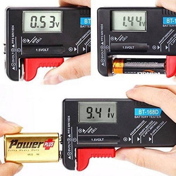 Universal Digital AA/AAA/C/D/9V/1.5V Button Cell Battery Volt Tester Checker Carousel 1